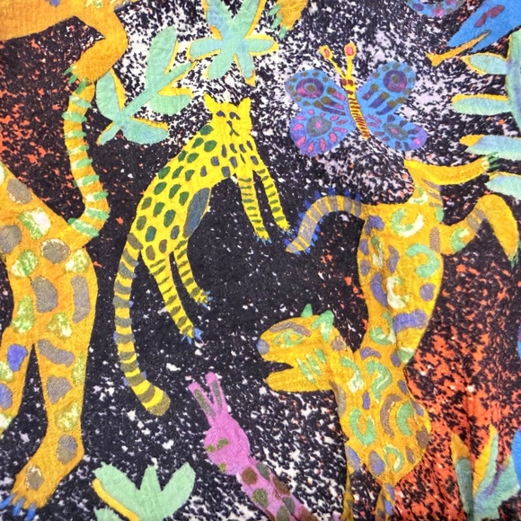 Bimba Y Lola Women's multicolor Sleeveless Blouse V-Neck Top with animal print L - Picture 5 of 13